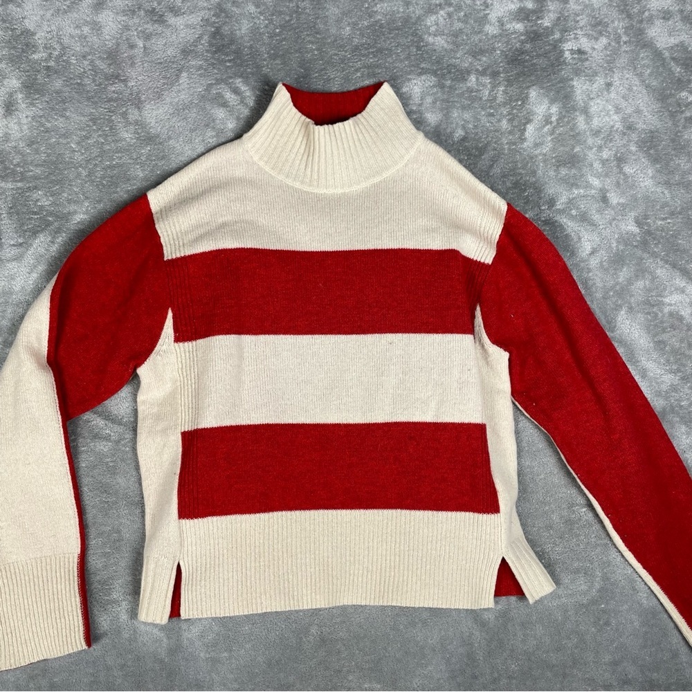 Whistles Sweater Womens XS Wool ColorBlock Stripe Mock Neck Abstract Cozy Jumper - Picture 4 of 8